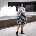 Blue Hair | Blanket Scarf from Zara styled with H&M Skirt | Fall in Chicago